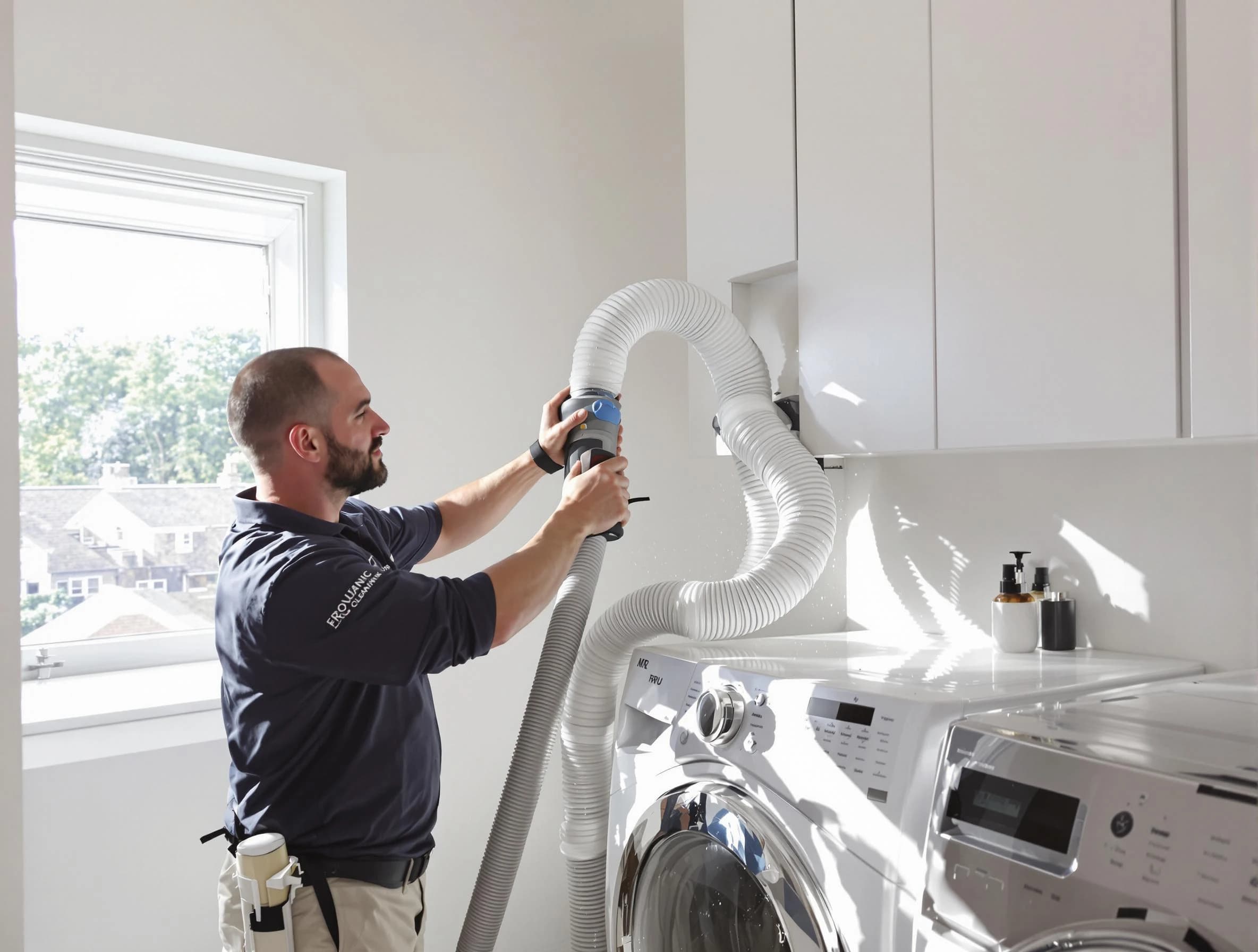 Certified East Highland Park Dryer Vent Cleaning technician performing dryer vent cleaning in East Highland Park
