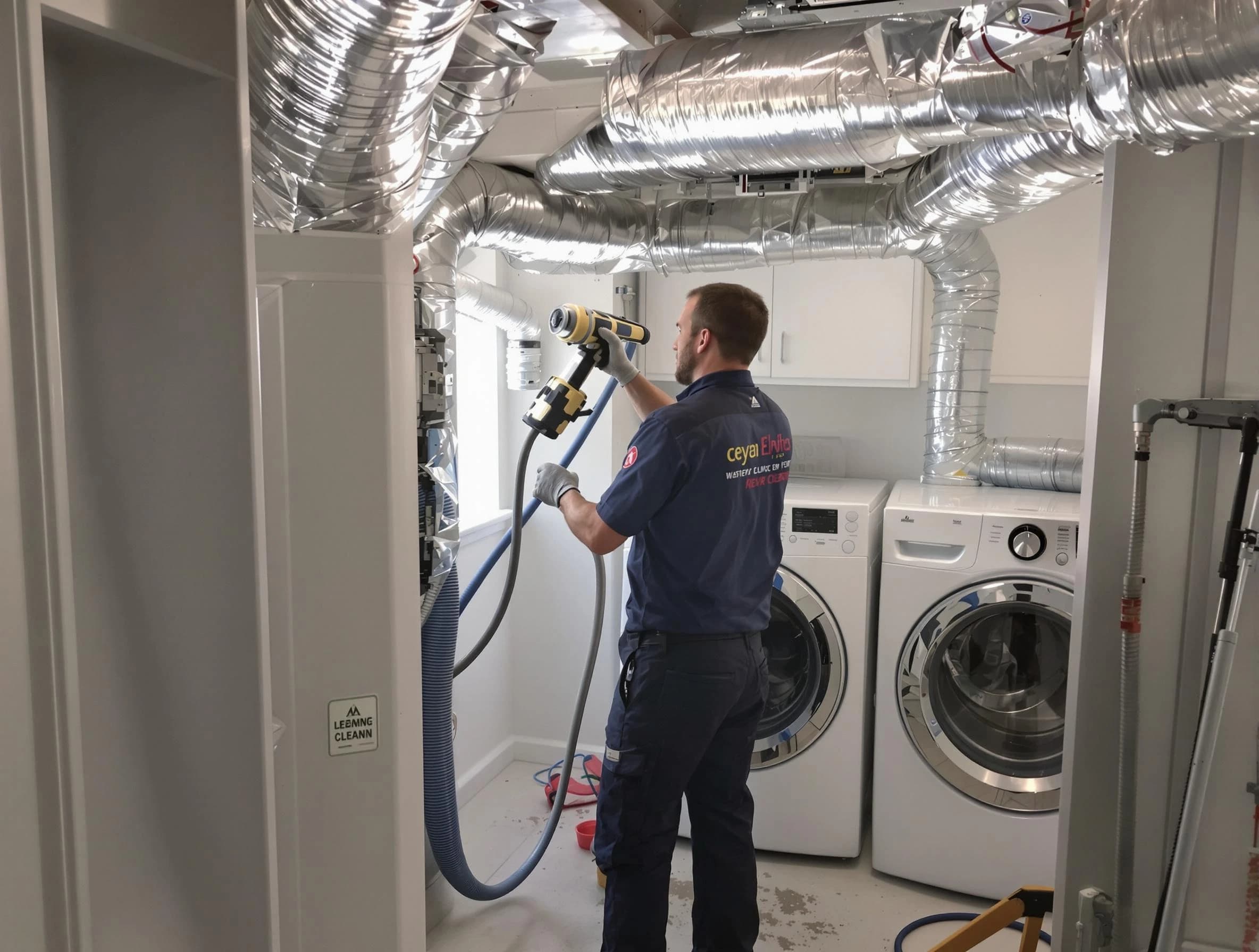 East Highland Park Dryer Vent Cleaning specialist using advanced equipment for thorough duct cleaning in East Highland Park