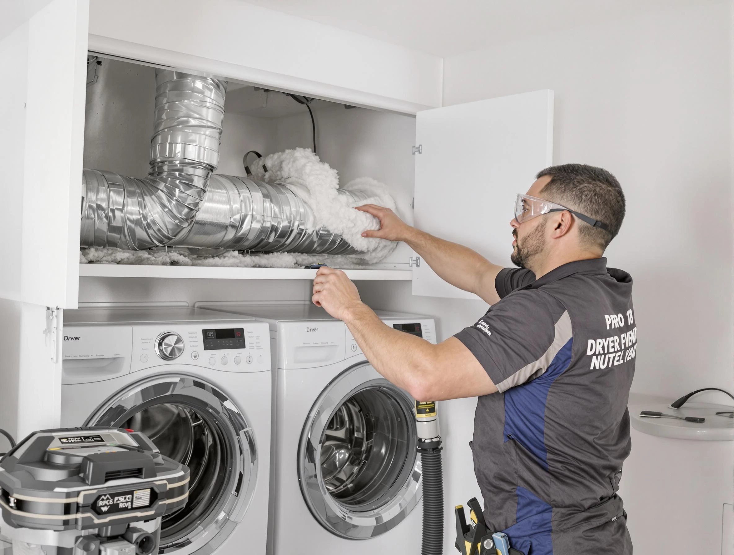East Highland Park Dryer Vent Cleaning certified technician performing specialized gas dryer vent cleaning in East Highland Park