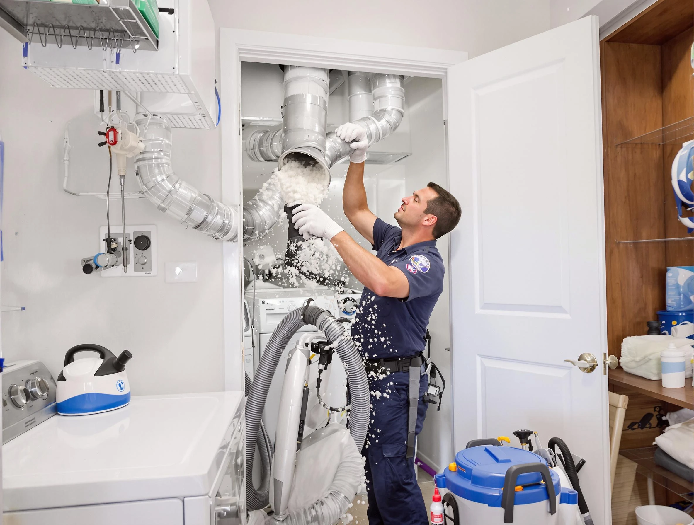 East Highland Park Dryer Vent Cleaning technician delivering thorough residential dryer vent cleaning service in East Highland Park